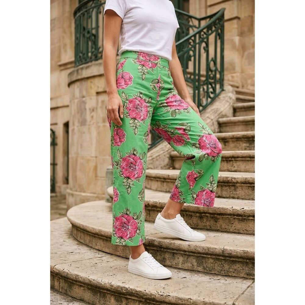 🔹️NWT Betsy McCall Green & Pink Garden Party Print Pants Size 6